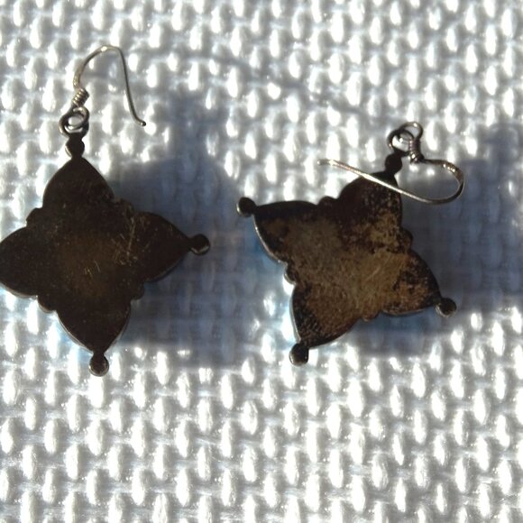 Sterling Silver Turquoise and Malachite Pierced Earrings - Picture 6 of 7